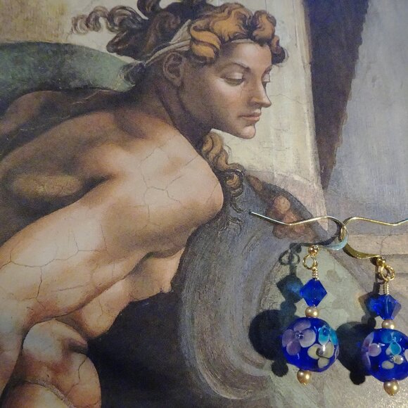 Lampwork earrings in petite 12 mm. Czech beads & Austrian crystals in six colors - Picture 13 of 16